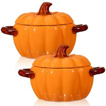 Set de Cazuelas de Cerámica con Forma de Calabaza Uiifan de 500 ml Set de Cazuelas de Cerámica con Forma de Calabaza Uiifan de 500 ml