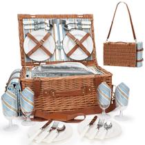 Set de Cesta de Picnic HappyPicnic para 4 Personas con Cooler y Manta Set de Cesta de Picnic HappyPicnic para 4 Personas con Cooler y Manta