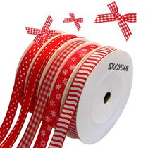 Set de Cintas Navideñas 5 Rollos 45.7 Metros de 1 cm de Ancho Rojo y Blanco