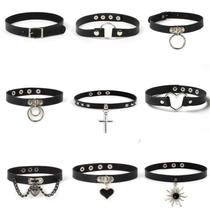 Set de Collares Gargantilla N/Q Punk de Cuero PU Gótico con Remaches Tachonados