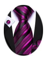 Set de Corbata Barry.Wang Clásica de Seda a Rayas, 150 cm de Largo