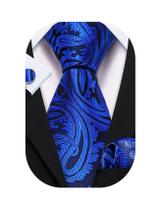 Set de Corbata Barry.Wang P azul real Paisley de Seda 150 cm