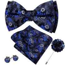 Set de Corbatín Barry.Wang Azul Real Floral de Seda Formal