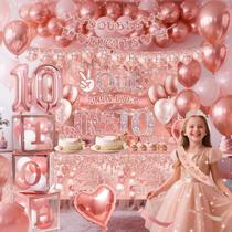 Set de Decoraciones para Cumpleaños 10 Años Niñas Oro Rosa Set de Decoraciones para Cumpleaños 10 Años Niñas Oro Rosa