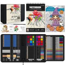 Set de Dibujo KALOUR 206 Piezas con Cuaderno de Bocetos y Tutorial Set de Dibujo KALOUR 206 Piezas con Cuaderno de Bocetos y Tutorial