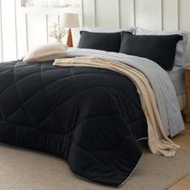Set de Edredón Bedsure California King Reversible Negro 7 piezas Set de Edredón Bedsure California King Reversible Negro 7 piezas