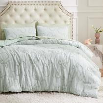 Set de Edredón Bedsure Tamaño Twin Verde Salvia Bohemio 3D Acolchado