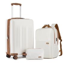 Set de Equipaje Kono 3 Piezas Carry-On 20" con Cerradura TSA Color Crema