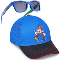 Set de Gorra y Gafas de Sol Get Trend Super Mario Azul para Niños de 4 a 12 Años