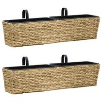 Set de Maceteros Casafoyer de Jacinto de Agua 2 pcs con 4 Macetas Interiores Beige