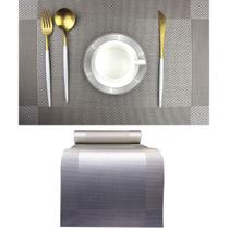 Set de Manteles Individuales PIGCHCY 6 piezas + Caminito de Mesa Gris Plateado 45x30 cm