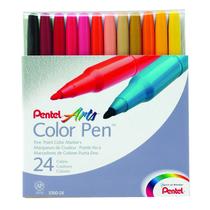 Set de Marcadores de Colores Pentel Punta Fina de Fibra, 24 Colores Surtidos