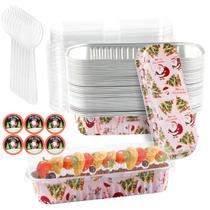 Set de Mini Moldes para Pan ylnurac Navidad Rosa con Tapa 200 ml Paquete de 50