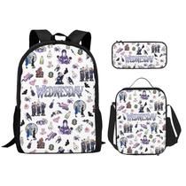 Set de Mochila HAvern Película Casual con Estampado 3D y Bolsa para Almuerzo Blanca Set de Mochila HAvern Película Casual con Estampado 3D y Bolsa para Almuerzo Blanca