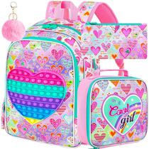 Set de Mochila para Niñas AGSDON 3 PIEZAS 41 cm con Lonchera y Estuche