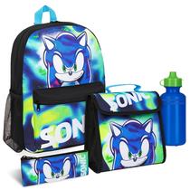 Set de Mochila Sonic The Hedgehog 4 Piezas con Bolsa para Almuerzo y Botella de Agua Set de Mochila Sonic The Hedgehog 4 Piezas con Bolsa para Almuerzo y Botella de Agua