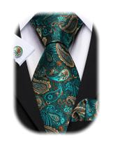 Set de Moda Corbata Barry.Wang Paisley en Seda Tejida para Hombre Set de Moda Corbata Barry.Wang Paisley en Seda Tejida para Hombre