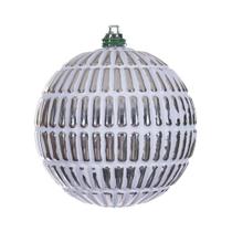 Set de ornamentos Vickerman 4" Líneas grabadas champán pincel blanco Set de ornamentos Vickerman 4" Líneas grabadas champán pincel blanco