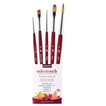 Set de pinceles Princeton Velvetouch 3950 para pintura acrílica y óleo, 5 piezas