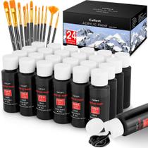 Set de Pinturas Acrílicas Caliart Negro con 12 Pinceles 24x59 ml Arte