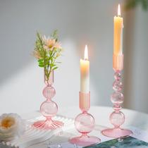Set de Portavelas Hewory de Vidrio 3 Piezas Cristal Rosa Set de Portavelas Hewory de Vidrio 3 Piezas Cristal Rosa