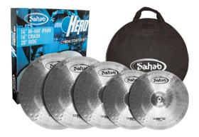 Set de pratos p/ bateria hero aço escovado 14/16/18/20 c/ bag