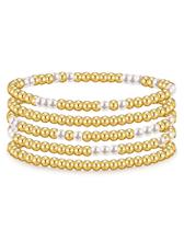 Set de Pulseras Jollone con Perlas de Agua Dulce y Baño de Oro 14K x5