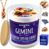 Set de Regalo de Velas Zodiacales Oso Bailarín Géminis con Cristales