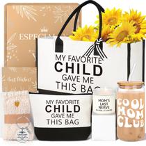 Set de Regalo para Mamá iAOVUEBY con Bolsa Tote y Vaso de Vidrio de 16 oz