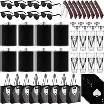Set de Regalo para Padrinos de Boda Tioncy 48 Piezas con Petaca y Vasos de Shot