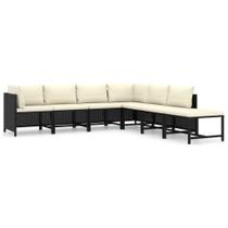 Set de Salón de Jardín Casafoyer Poly Rattan 7 Piezas Negro