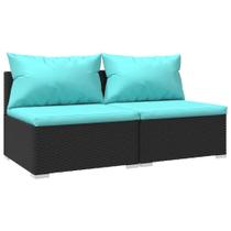 Set de Salón para Patio Casafoyer de Ratán Sintético Negro con Cojines