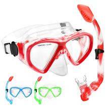 Set de Snorkel ACQCES para Niños con Top Seco, 5-15 Años, Rojo