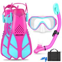 Set de Snorkel FosDero para Niños con Máscara y Aletas Moradas, 6-14 Años