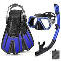 Set de Snorkel PIYAZI 4 en 1 para Adultos con Máscara, Aletas y Bolsa