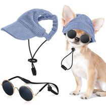 Set de Sombrero y Gafas de Sol Jadive Azul para Perros Pequeños