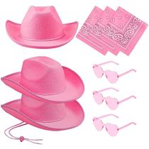 Set de Sombreros de Vaquera Genéricos Rosas: 3 Sombreros, 3 Pañuelos, 3 Gafas de Corazón Set de Sombreros de Vaquera Genéricos Rosas: 3 Sombreros, 3 Pañuelos, 3 Gafas de Corazón