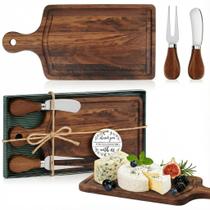 Set de tablas de cortar Ziliny de madera de nogal con cuchillo y tenedor para queso