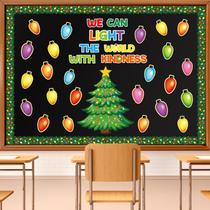 Set de Tablero de Anuncios Navideño HIQINLUG, 74 Piezas, Cartón