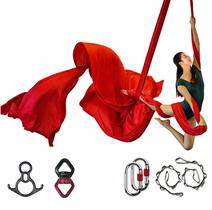 Set de Telas Aéreas SYCYKA Deluxe para Yoga Aéreo (10 m x 2.8 m) Rojo