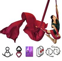 Set de Telas Aéreas SYCYKA Deluxe para Yoga Aéreo en Vino Rojo 10m