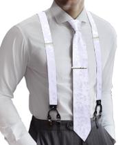 Set de Tirantes Barry.Wang para Hombre Blanco Elástico Tipo Y con 6 Clips Set de Tirantes Barry.Wang para Hombre Blanco Elástico Tipo Y con 6 Clips