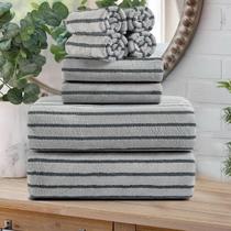 Set de Toallas Oliven Cabana a Rayas Gris 8 Piezas