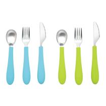 Set de Utensilios Infantiles WeeSprout en Acero Inoxidable 18/8 con Mango de Silicona