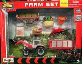 Set Fazenda Mini Work Machines Tamanho Médio Maisto 1/64