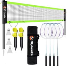 Set Profesional de Bádminton Olybeaka con Red, 4 Raquetas y 3 Volantes