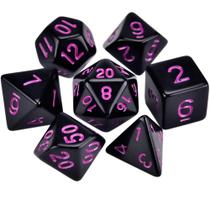 Sete 7 Dados Rpg Preto E Roxo D4 D6 D8 D10 D10% D12 D20 Dark