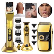 Setup 3 Maquinas profissional Cortar Cabelo Acabamento Serie Ouro 271 2028 i32S Setup 3 Maquinas profissional Cortar Cabelo Acabamento Serie Ouro 271 2028 i32S