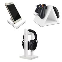 Setup Gamer Kit Spark Suporte para Controle Headset e Celular Branco