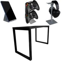 Setup Kit Gamer Vexus Com Mesa Dallas 1,20 Suporte P/ Controle Fone Celular Prata